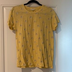Lucky Brand Daisy All Over Embroidered Cotton Tee